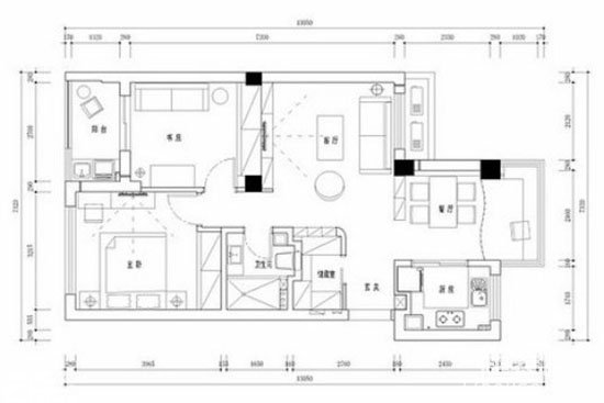 二室一厅户型图展示大全